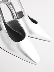 Silver Forever Comfort® Chisel Toe Slingback Heels - Image 3 of 10