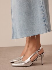 Silver Forever Comfort® Chisel Toe Slingback Heels - Image 8 of 10