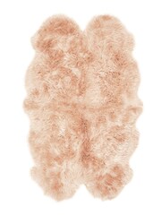 Origin Rug Collection. Blush Pink Peach Sheepskin Rug - Image 3 of 5