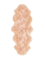 Origin Rug Collection. Blush Pink Peach Sheepskin Rug - Image 4 of 5