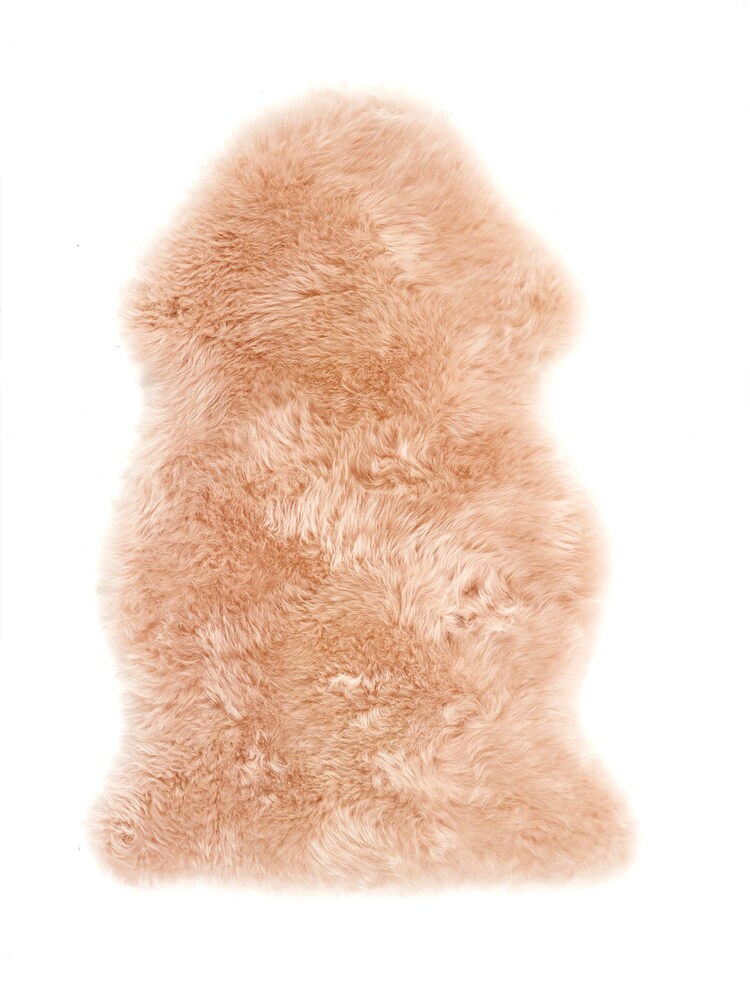 Origin Rug Collection. Blush Pink Peach Sheepskin Rug - Image 5 of 5