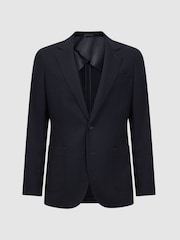 Reiss Navy Attire Slim Fit Textured Wool Blend Blazer - Image 2 of 6