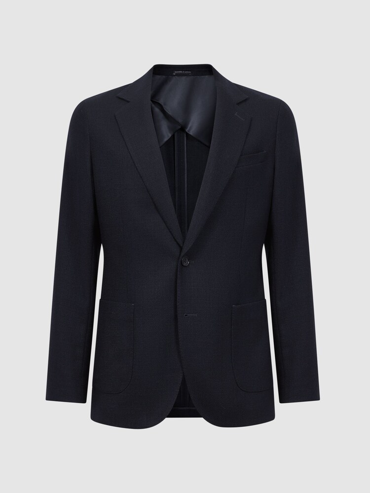 Reiss Navy Attire Slim Fit Textured Wool Blend Blazer - Image 2 of 6