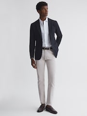 Reiss Navy Attire Slim Fit Textured Wool Blend Blazer - Image 3 of 6