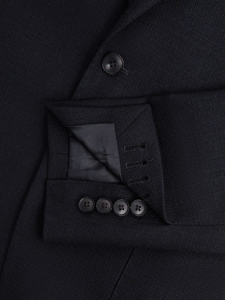 Reiss Navy Attire Slim Fit Textured Wool Blend Blazer - Image 6 of 6