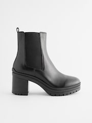 Black Forever Comfort® Leather Chunky Cleated Sole Boots - Image 5 of 9