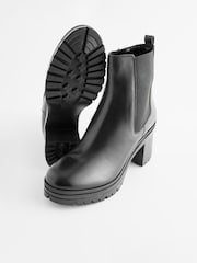 Black Forever Comfort® Leather Chunky Cleated Sole Boots - Image 6 of 9
