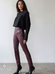 Religion Red Ida Faux Leather Leggings - Image 3 of 8
