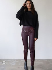 Religion Red Ida Faux Leather Leggings - Image 4 of 8