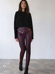 Religion Red Ida Faux Leather Leggings - Image 6 of 8
