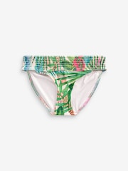 Tropical Print Shirred High Leg Bikini Bottoms - Image 5 of 5