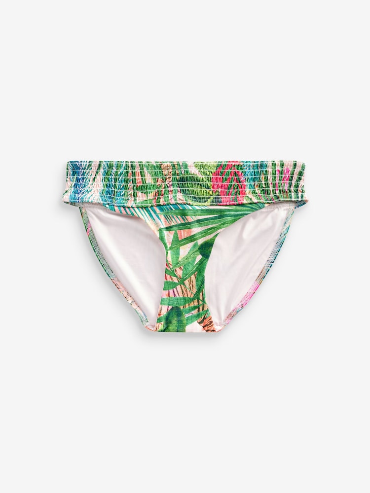 Tropical Print Shirred High Leg Bikini Bottoms - Image 5 of 5