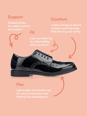 Black Patent Wide Fit Brogue Leather Smart School Shoes F & G Fit - Image 7 of 7