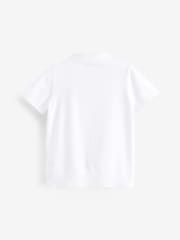 White 100% Cotton Short Sleeve Quarter Zip Polo Shirt (3-16yrs) - Image 2 of 3