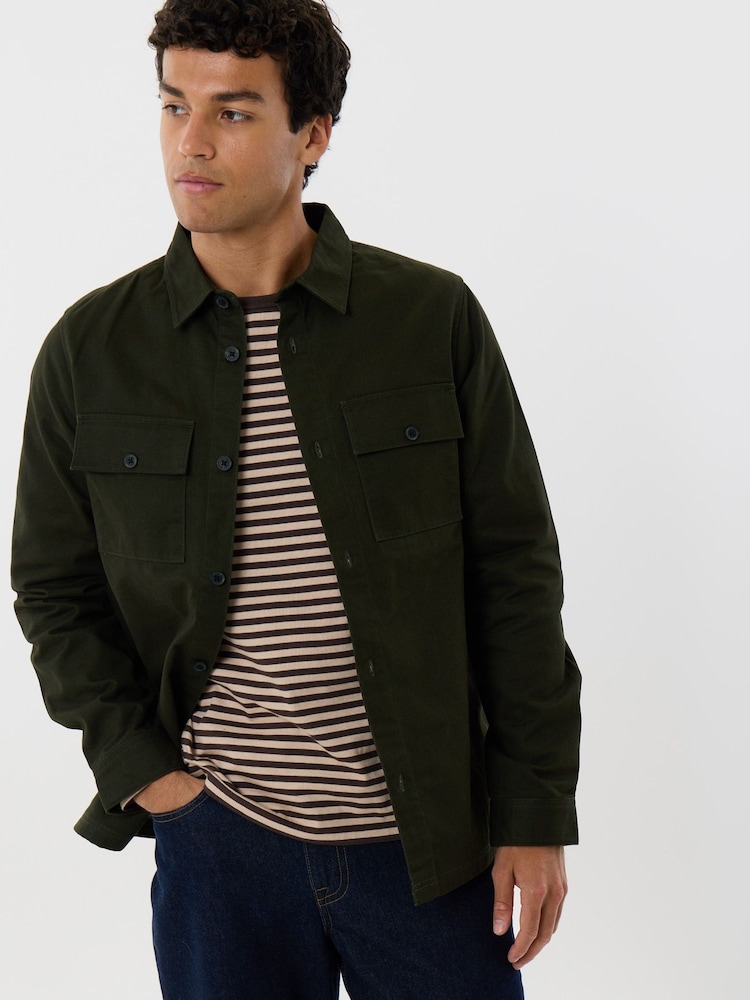 Threadbare Forest Green Lightweight Shacket - Image 1 of 5 Threadbare Forest Green Lightweight Shacket - Image 1 of 5