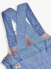 JoJo Maman Bébé Chambray Blue Safari Animals Embroidered Dungarees - Image 3 of 3