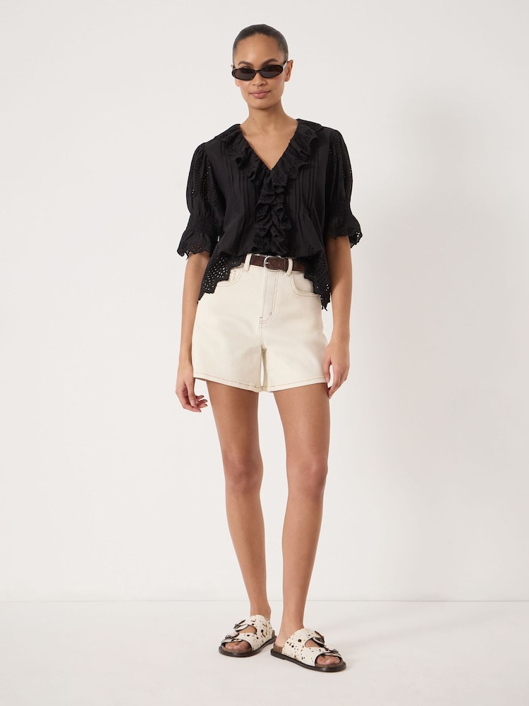 Hush Black Koa Cotton Broderie Blouse - Image 2 of 5