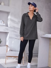 Charcoal Grey Ribbed Tunic - Image 1 of 8