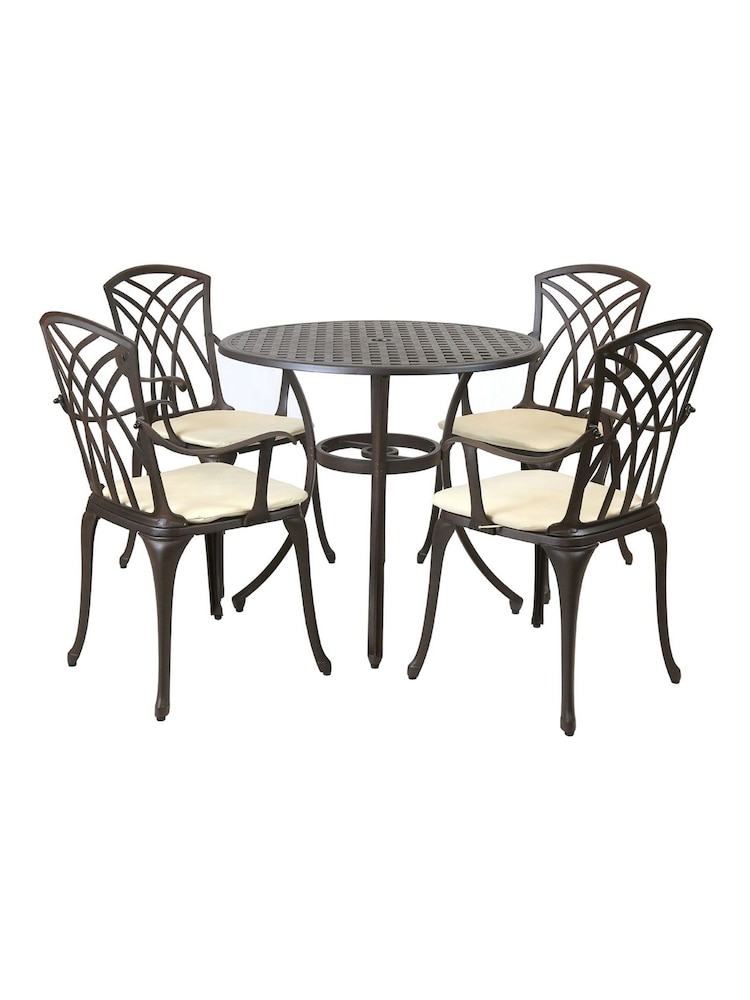 Charles Bentley Silver Garden Cast Aluminium Stamford 5 Piece Furniture Set - Image 1 of 6