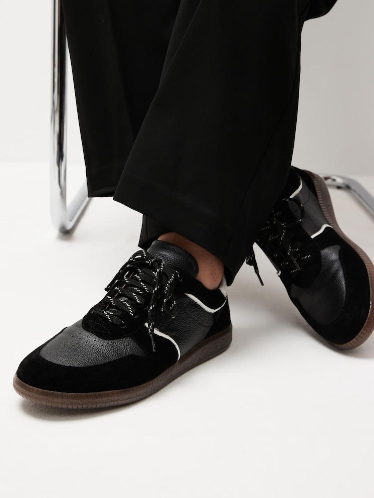 črna - Forever Comfort® Nizke retro usnjene trenirke - Slika 1 iz 8