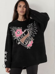 Religion Black Oversized Jumper - Image 1 of 8