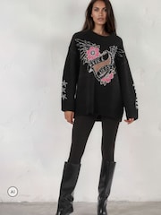 Religion Black Oversized Jumper - Image 2 of 8