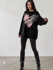 Religion Black Oversized Jumper - Image 3 of 8
