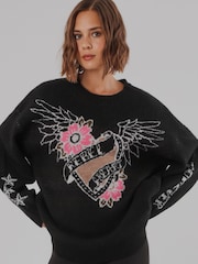 Religion Black Oversized Jumper - Image 6 of 8