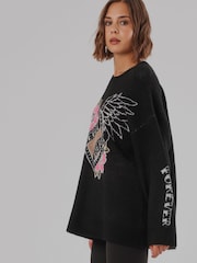 Religion Black Oversized Jumper - Image 7 of 8