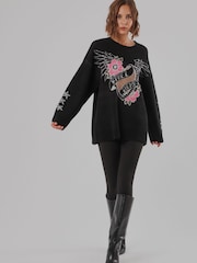 Religion Black Oversized Jumper - Image 8 of 8