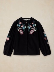 White Stuff Black Wren Embroidered Cord Top - Image 5 of 6
