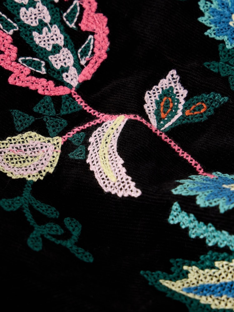 White Stuff Black Wren Embroidered Cord Top - Image 6 of 6