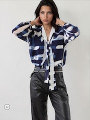 Religion Blue Alfa V-Neck Blouse With Tie Sash - Image 1 of 8