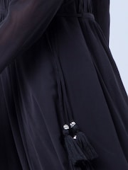 Religion Black Alfa Maxi Dress With Tassle Tie Waist Band And Sheer Sleeves - Image 5 of 8