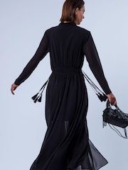 Religion Black Alfa Maxi Dress With Tassle Tie Waist Band And Sheer Sleeves - Image 6 of 8