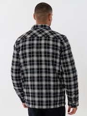 Threadbare Black Cotton Flannel Sherpa Lined Shacket - Image 3 of 5