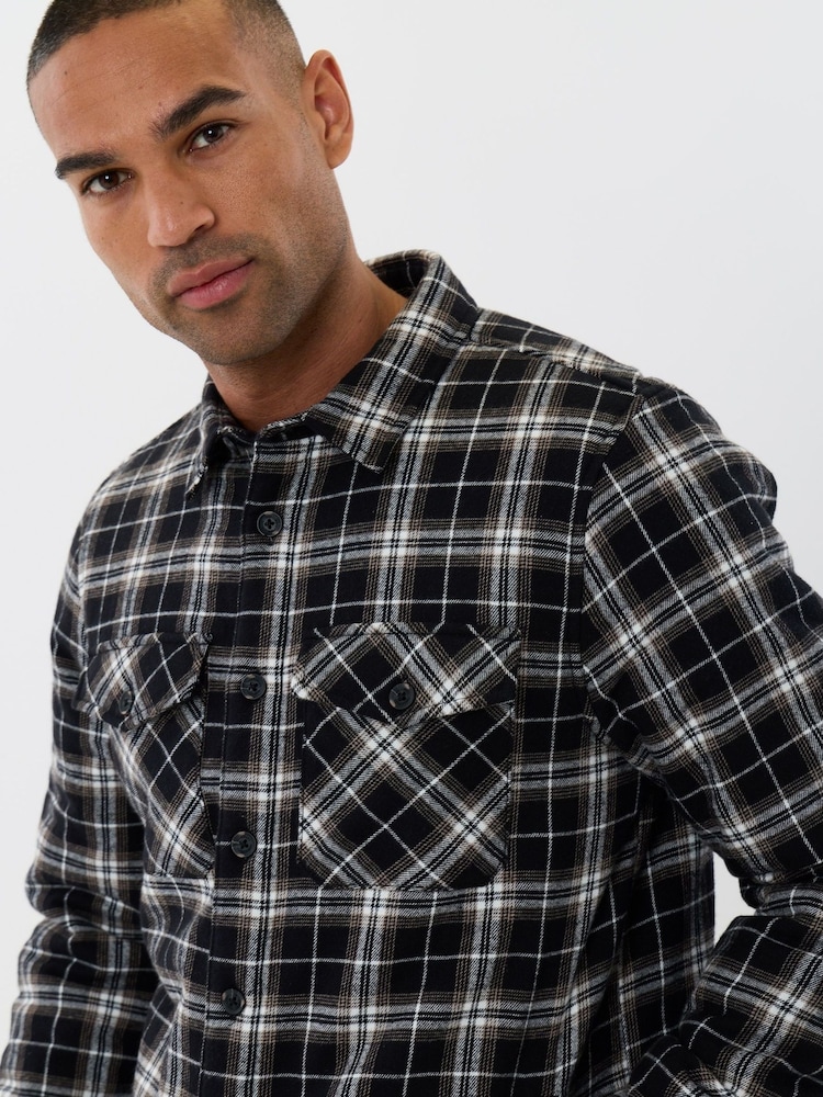 Threadbare Black Cotton Flannel Sherpa Lined Shacket - Image 5 of 5 Threadbare Black Cotton Flannel Sherpa Lined Shacket - Image 5 of 5