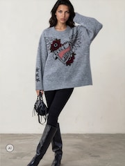 Religion Grey Oversized Jumper - Image 2 of 8