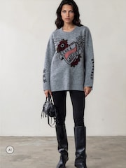 Religion Grey Oversized Jumper - Image 3 of 8