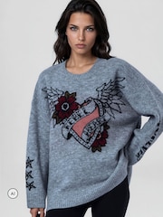 Religion Grey Oversized Jumper - Image 8 of 8