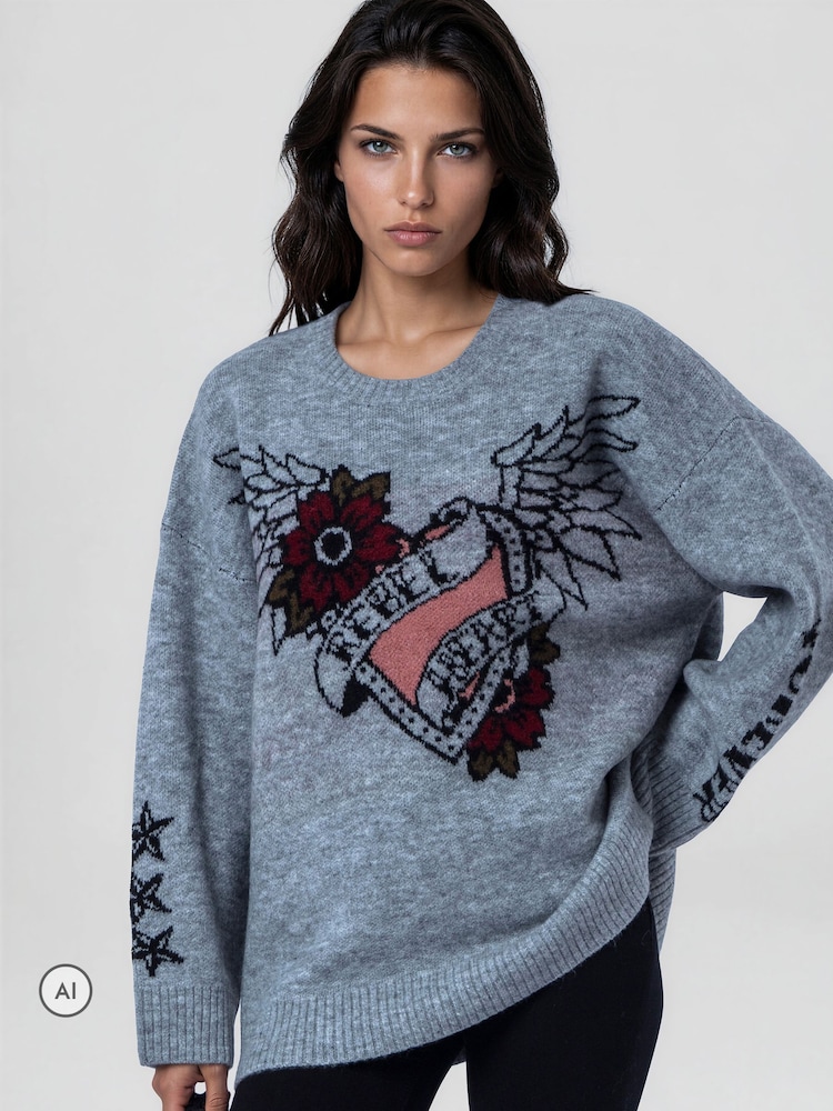 Religion Grey Oversized Jumper - Image 8 of 8 Religion Grey Oversized Jumper - Image 8 of 8