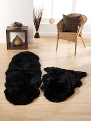 Origin Rug Collection. Black Sheepskin Rug - Image 1 of 7