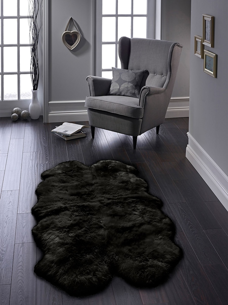 Origin Rug Collection. Black Sheepskin Rug - Image 2 of 7