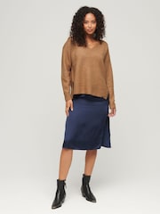 Superdry Brown Oversized V-Neck Jumper - Image 3 of 4