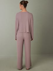 Mauve Purple Rib Long Sleeve Pyjamas - Image 2 of 9