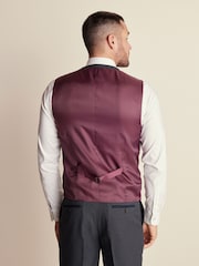 Navy Blue Regular Fit Trimmed Textured Suit Waistcoat - Image 2 of 9