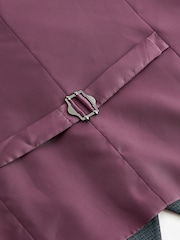 Navy Blue Regular Fit Trimmed Textured Suit Waistcoat - Image 7 of 9