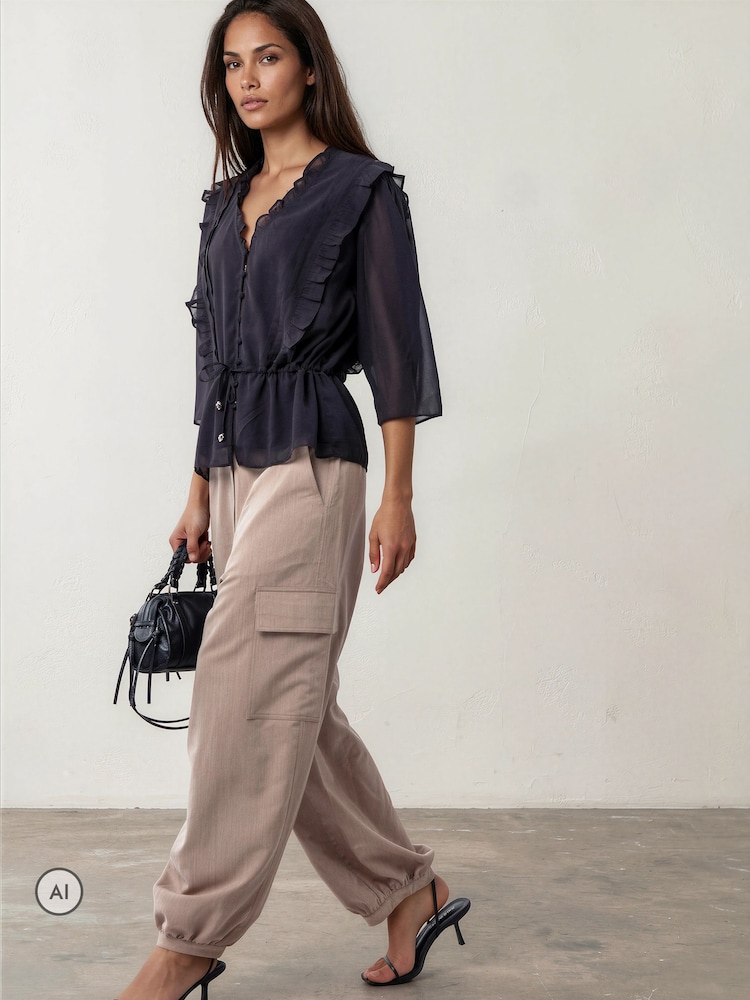 Religion Natural Balloon Utility Mia Trousers With Pocket Details - Image 1 of 8 Religion Natural Balloon Utility Mia Trousers With Pocket Details - Image 1 of 8