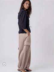 Religion Natural Balloon Utility Mia Trousers With Pocket Details - Image 4 of 8