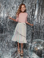 Rainbow Sequin Pleated Midi Skirt (3-16yrs) - Image 1 of 7